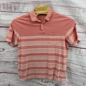 Tommy Bahama Polo Shirt‎ Mens Large Striped Short Sleeve Pocket Stretch Casual